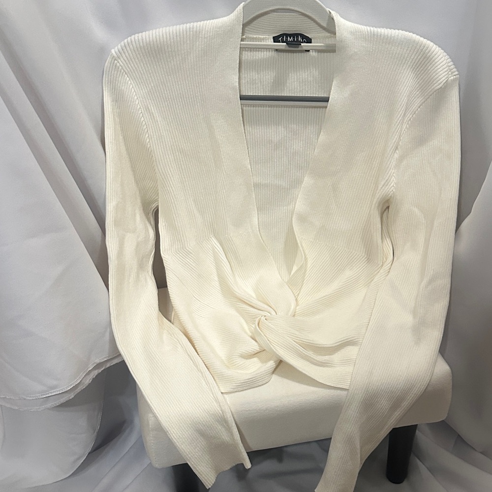 Timing Cream Women's Twist Front Cardigan